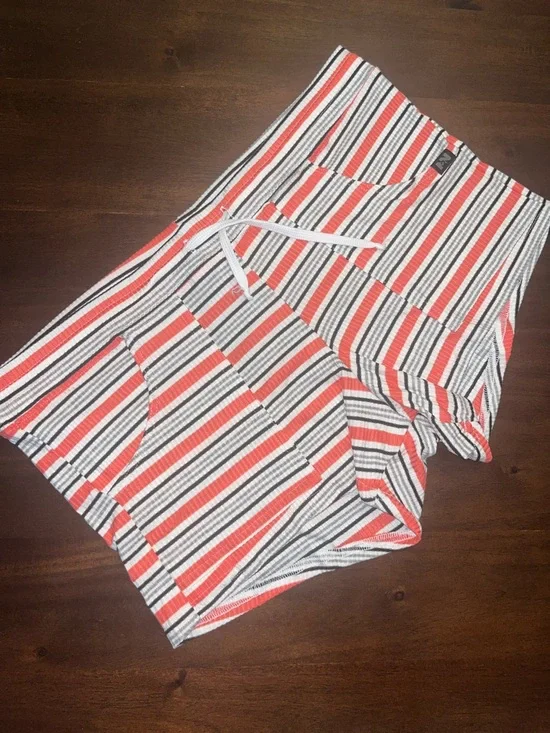 N2N Striped Drawstring Men’s Shorts - Orange & White - Picture 1 of 7